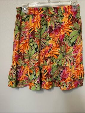 Rachel Roy Women's Multicolor Midi Floral Skirt Size S Beach Cruise Summer